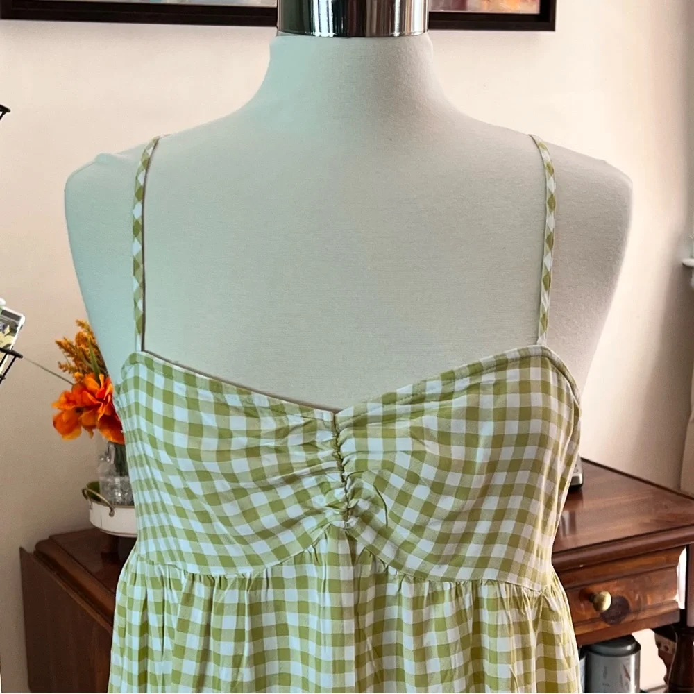 🆕 SO Sz XXL Green Checked Plaid Open Back Dress - Picture 4 of 9